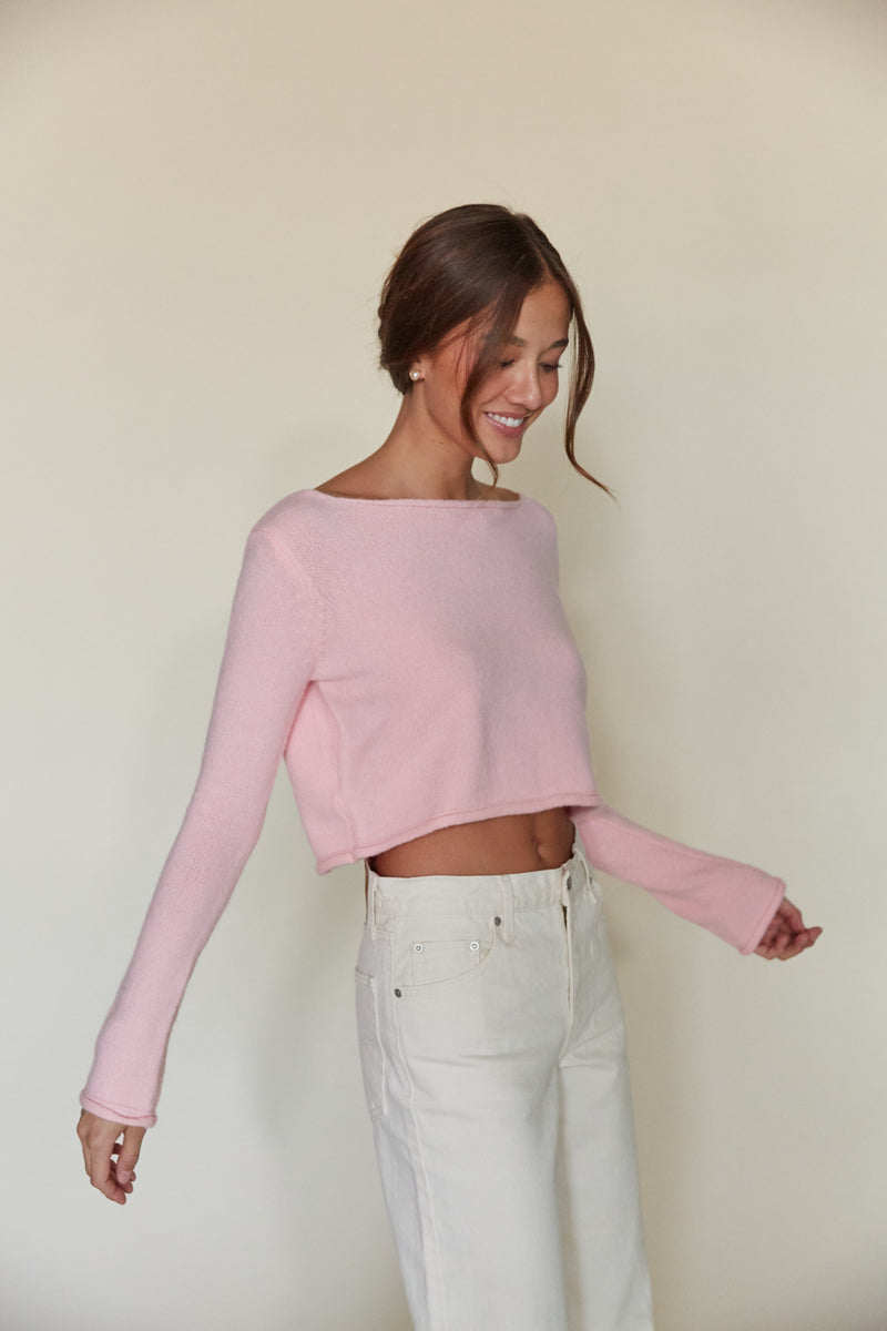 perfect pink ultra soft knit sweater for holiday | rose petal sweater for high school 