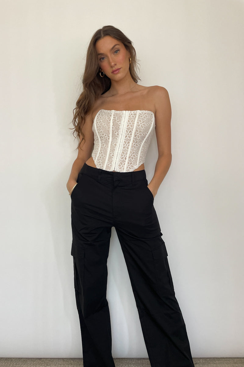 Keely Wide Leg Cargo Pants, Black / XS / No returns/exchanges