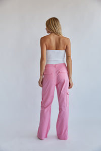 pink nylon cargo pants