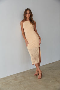 Keilani High Neck Open Knit Midi Dress Shop American Threads Women's Trendy Online Boutique Peach / S Keilani High Neck Open Knit Midi Dress Shop American Threads Women's Trendy Online Boutique Peach / S