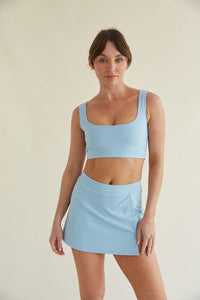 cropped blue activewear tank top 