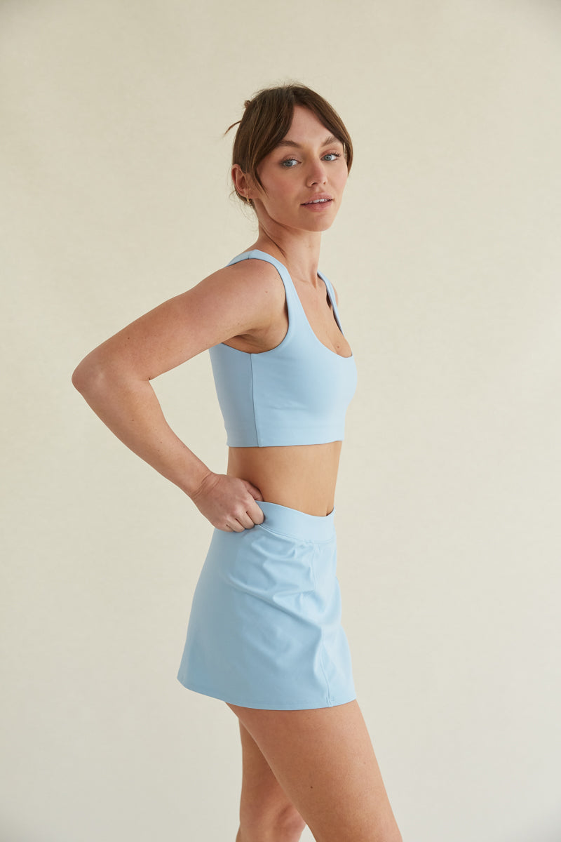 Baby blue Double Lined Cropped Tank with buttersoft smoothing fabric