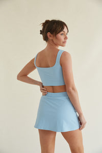 Blue Cropped Tank Top- scoop back