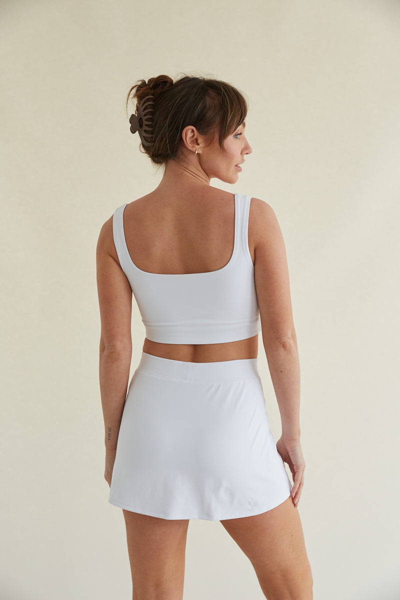 Kenzie Double Lined Crop Tank in White White / M Kenzie Double Lined Crop Tank in White White / M