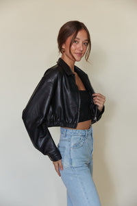 Klaudia Cropped Leather Jacket