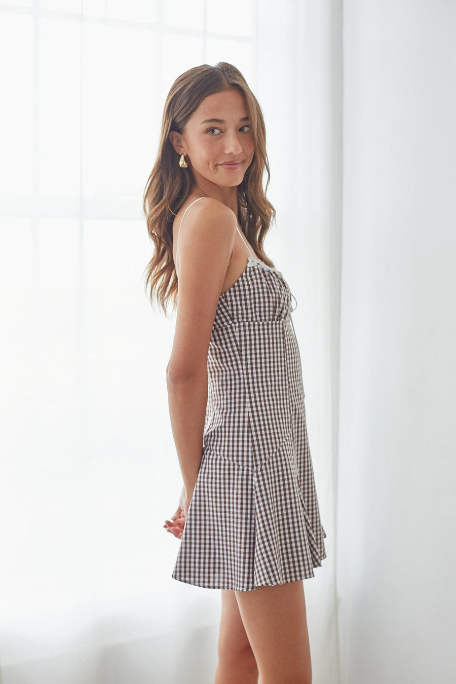 Liv Gingham Fit and Flare Mini Dress | Shop American Threads Dresses Navy / XS Liv Gingham Fit and Flare Mini Dress | Shop American Threads Dresses Navy / XS
