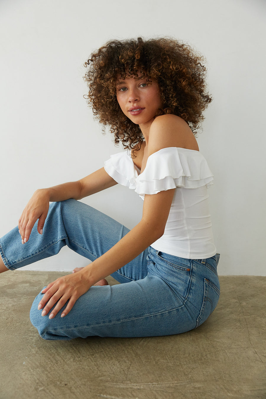 side ruffle top