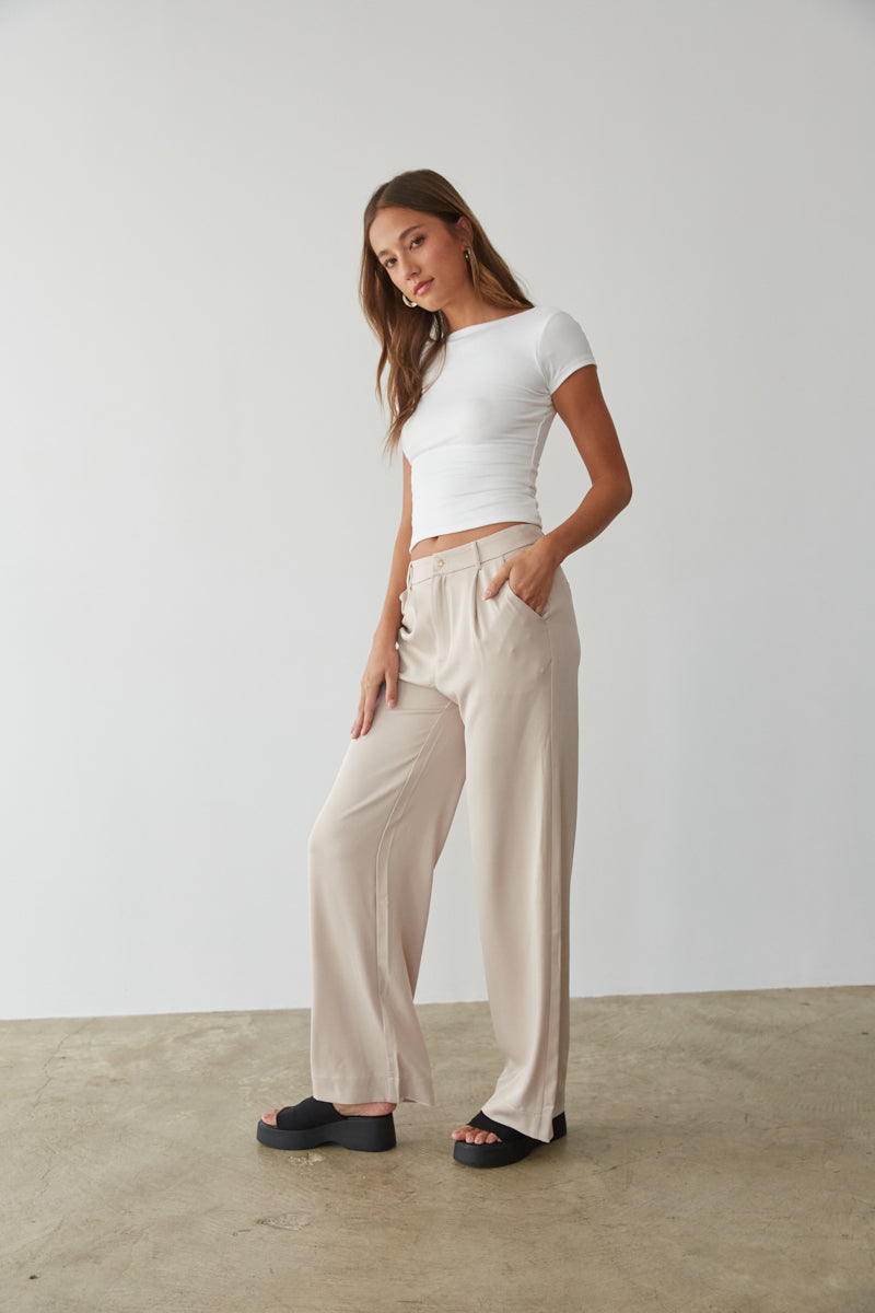 Lyna Wide Leg Trouser Pants • Shop American Threads Women's Trendy Online Boutique