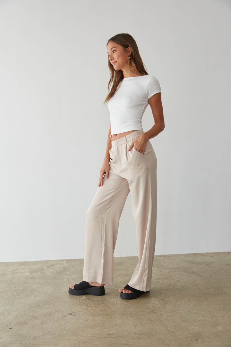 wide leg dress pants women Cargo for Tall in Black 4 / Tall / Black Ankle length Women's Cream Wide-Leg Dress Pants