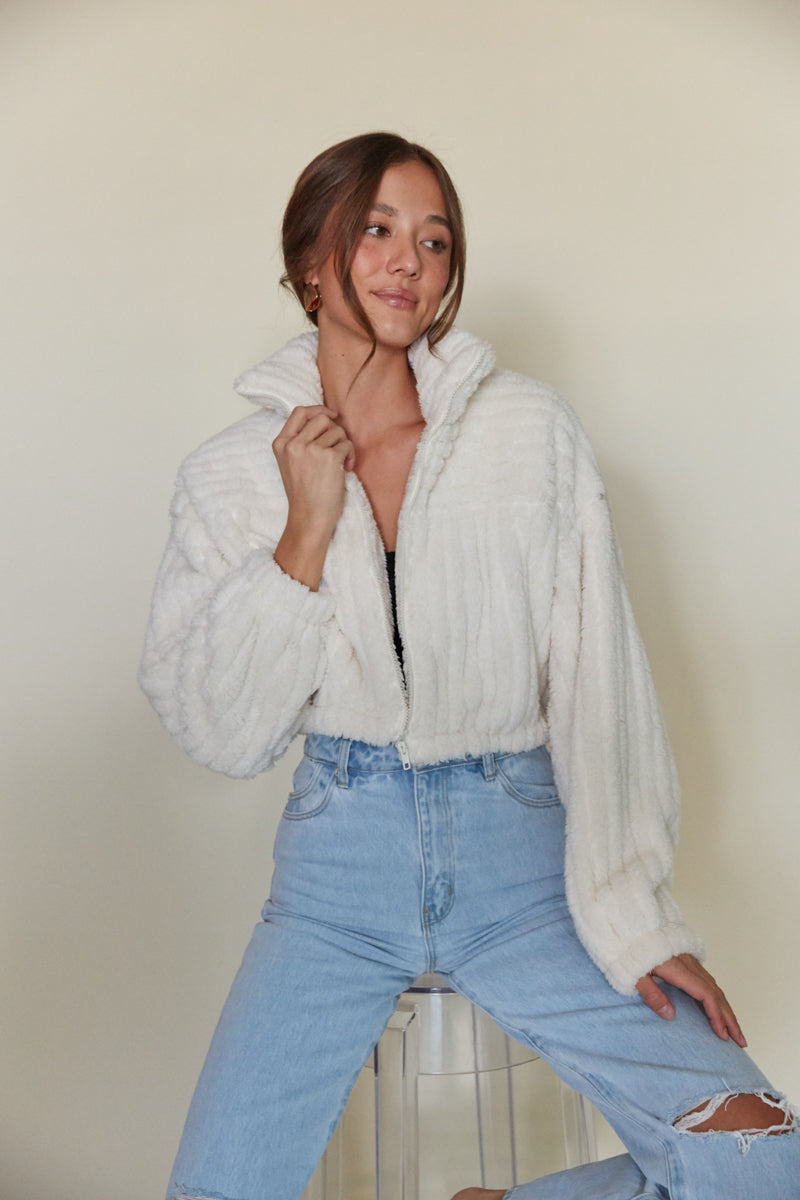 white plush cropped jacket | christmas gift ideas for teen girls 2023 | winter outfit inspo 2023