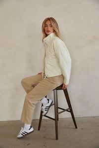 side-image | zip up coat | cozy collar button jacket | warm puffer jacket | going out jacket | casual jacket | casual coat