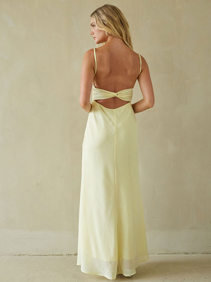 McKall Chiffon Maxi Dress | Shop American Threads Boutique Butter Yellow / L McKall Chiffon Maxi Dress | Shop American Threads Boutique Butter Yellow / L