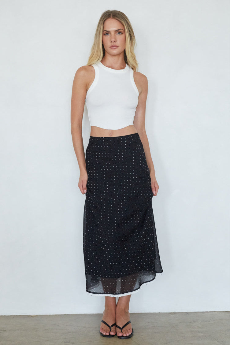 Melissa Polka Dot Midi Skirt | Shop American Threads Boutique