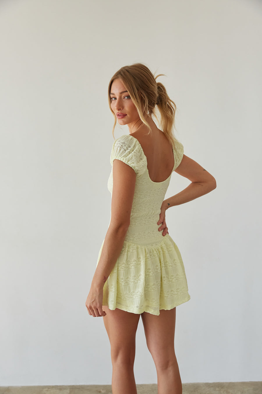 Meyer Lace Puff Sleeve Mini Dress