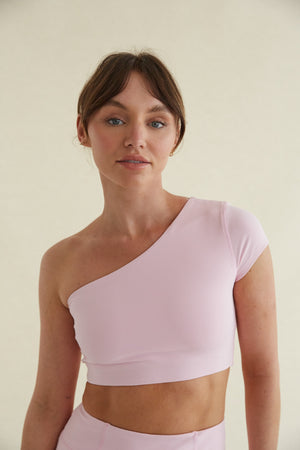 Mia Smoothing One Shoulder Crop Top in Pink - American Threads Trendy