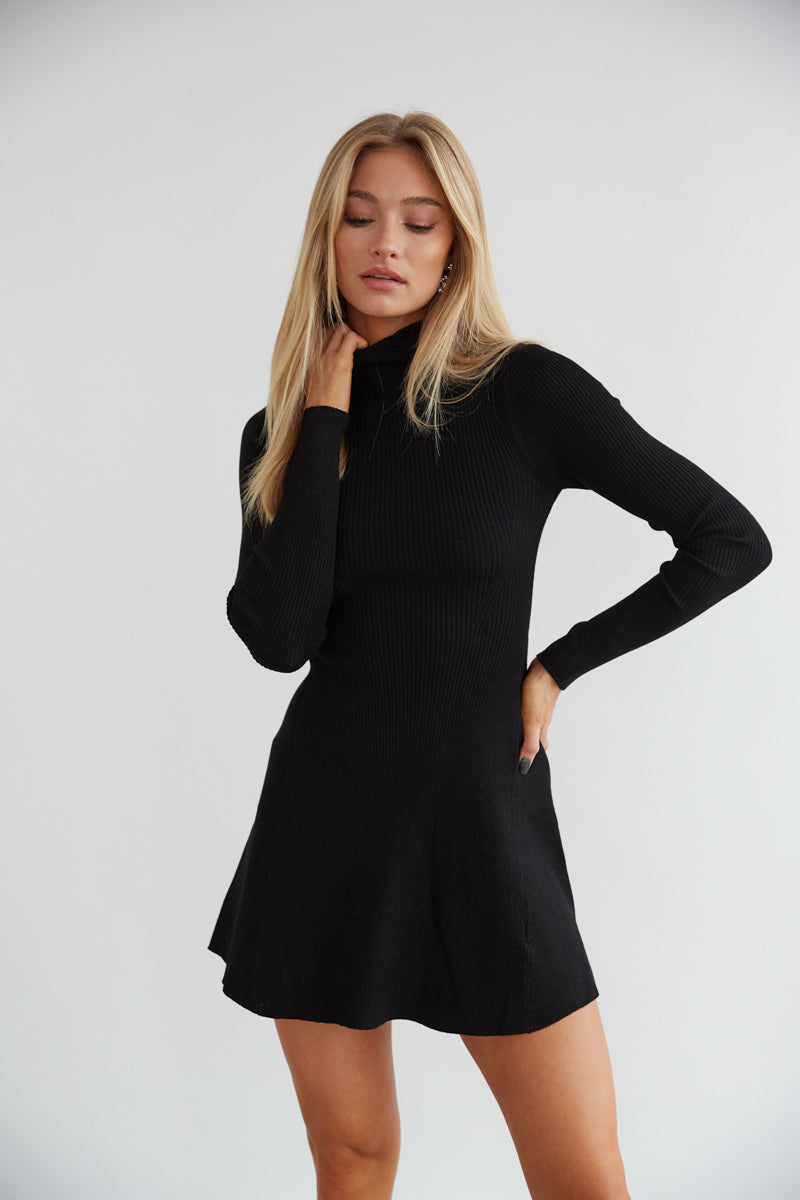 black turtleneck sweater dress | black-image