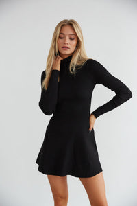 Millie Knit Turtleneck Mini Dress, Black / XS
