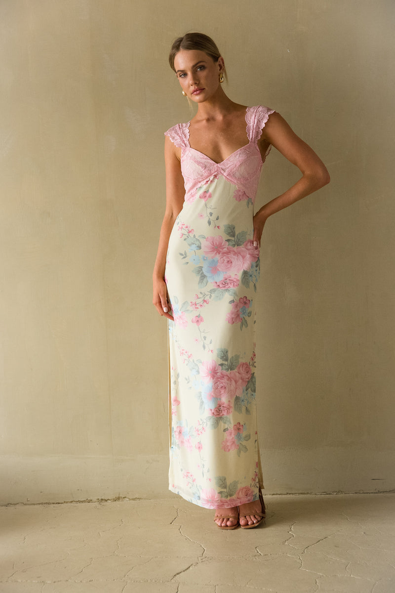 Mimi Lace Floral Maxi Dress | Shop American Threads Online Boutique Brown Floral / M Mimi Lace Floral Maxi Dress | Shop American Threads Online Boutique Brown Floral / M
