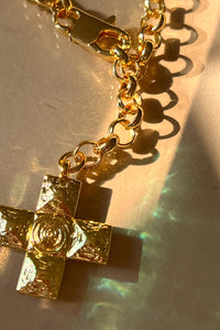 molten gold cross necklace by luv aj