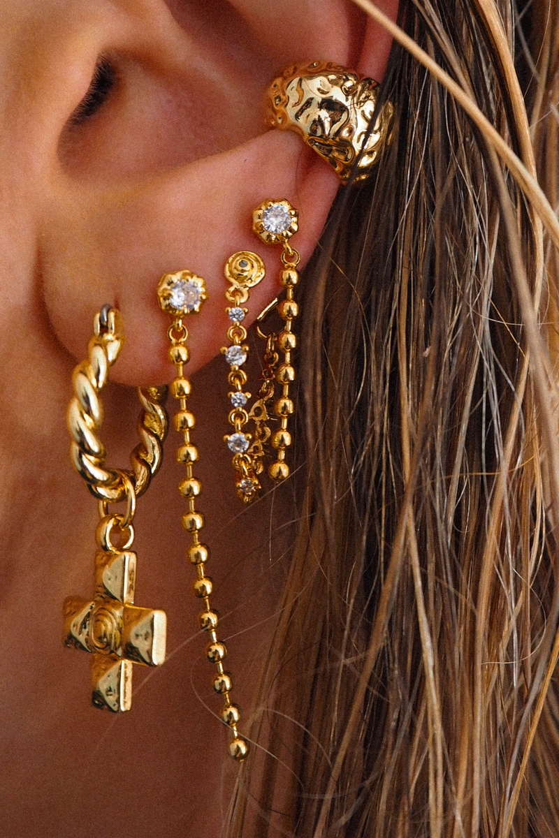 gold twisted cross hoop earrings by luv aj