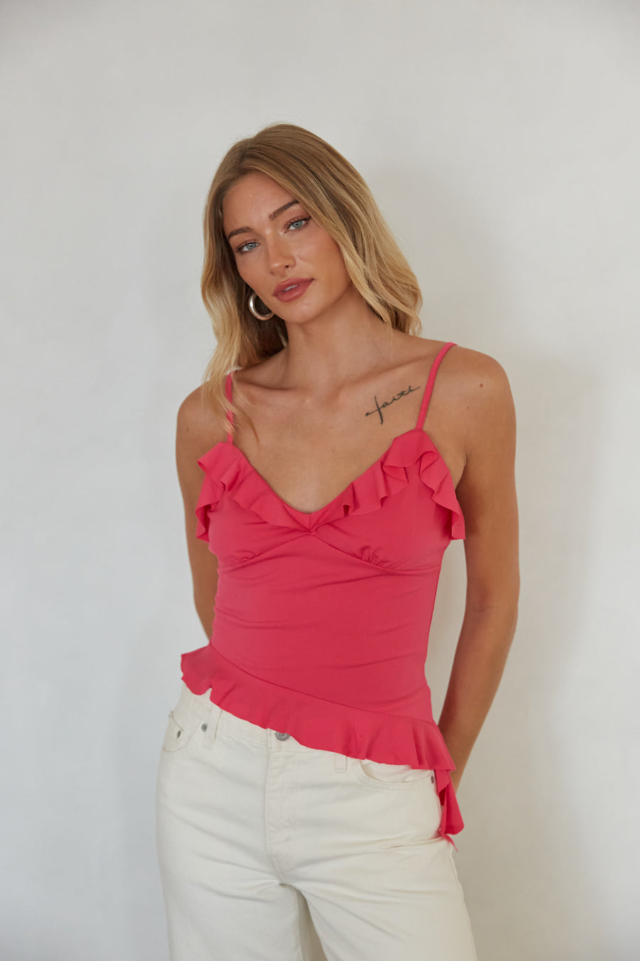 Paige Ruffle Trim Top • Shop American Threads Online Women's Boutique