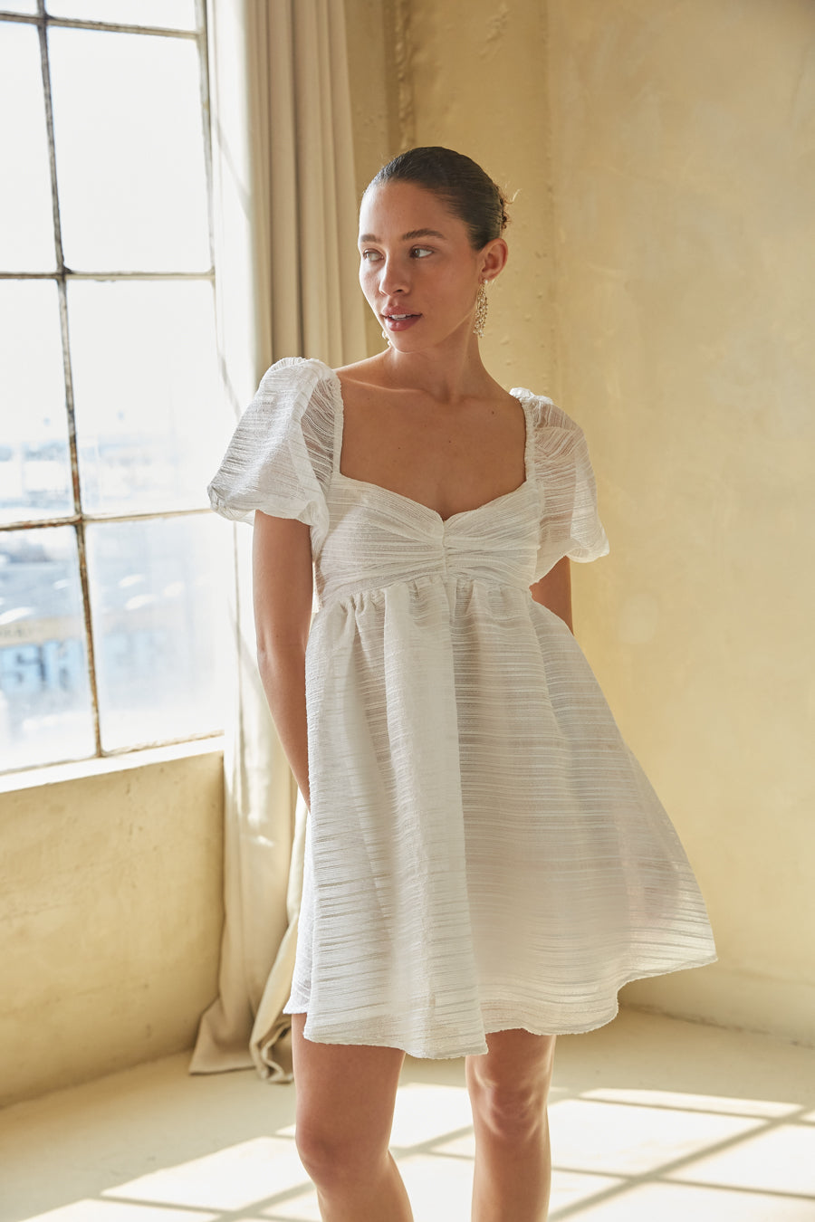 Shea Lace Puff Sleeve Babydoll Dress main image 1
