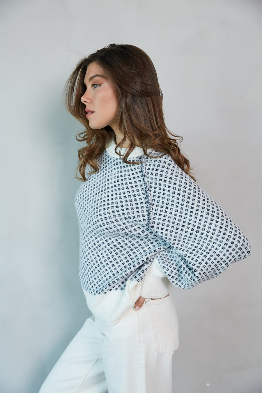 Ramona Ditsy Argyle Sweater | Shop American Threads Online Boutique