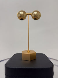 gold-image | front-image | gold stud earrings | polished sphere design | elegant gold stud earrings with smooth, polished spherical design