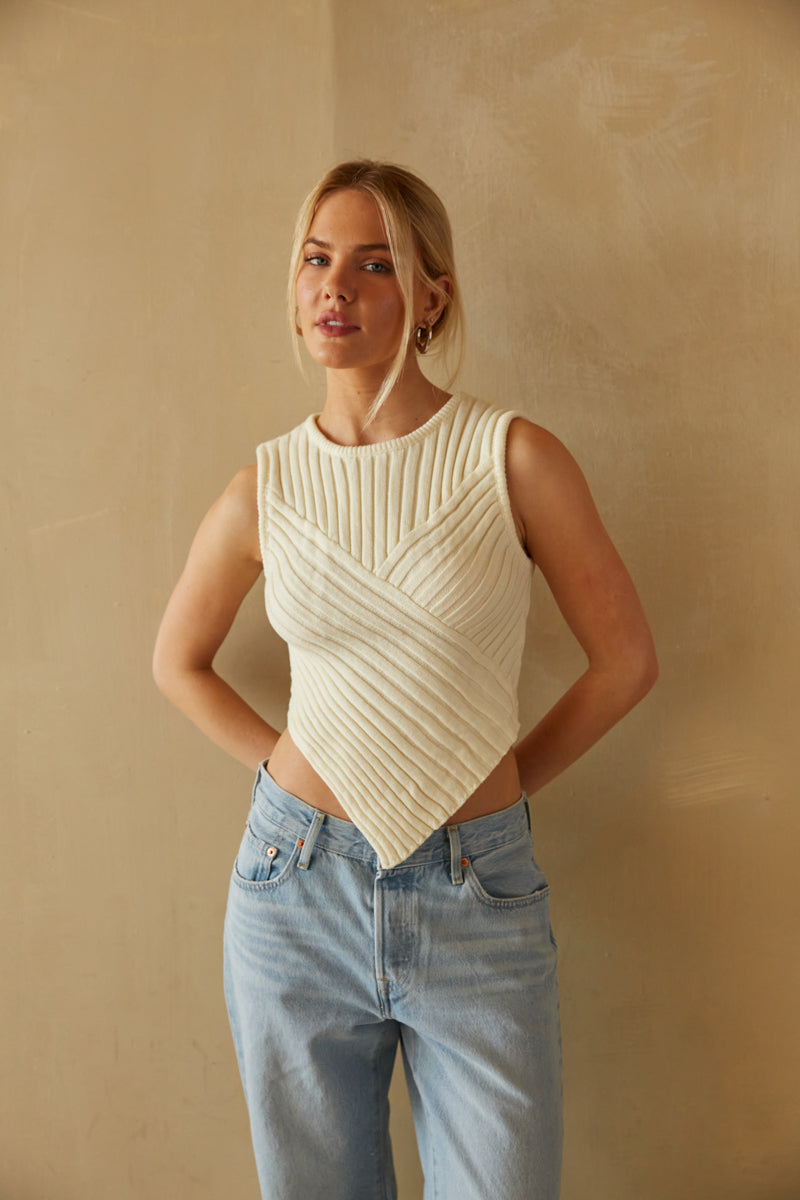 cream knit tank top - cozy sweater top - fall fashion trends