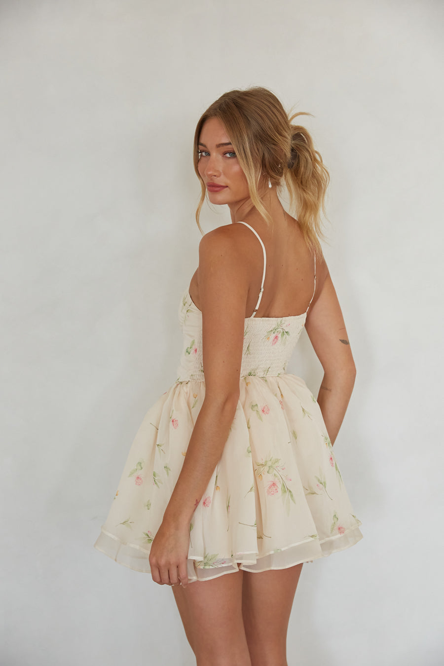 Romilly Bustier Corset Mini Dress Shop American Threads Boutique Neutral Floral / L Romilly Bustier Corset Mini Dress Shop American Threads Boutique Neutral Floral / L