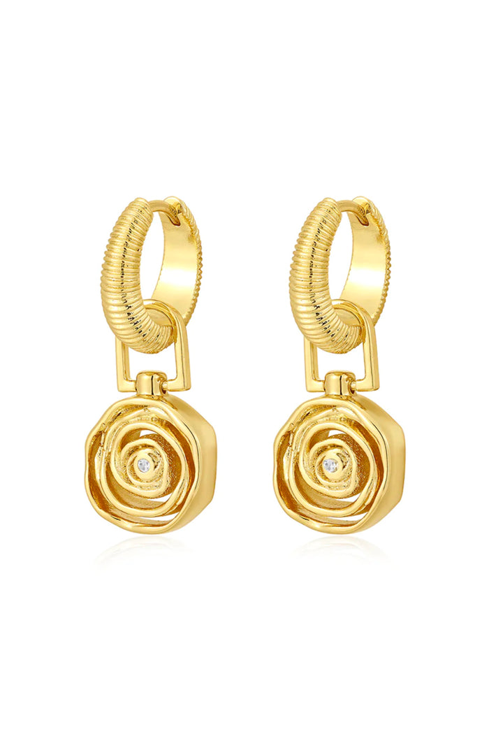 gold rosette coil charm hoops by luv aj