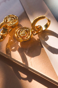 gold rosette coil charm hoops by luv aj