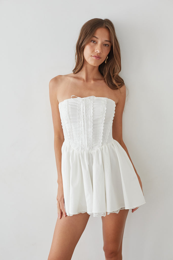 Sabrina Strapless Coquette Corset Mini Dress | Shop American Threads Red / S Sabrina Strapless Coquette Corset Mini Dress | Shop American Threads Red / S