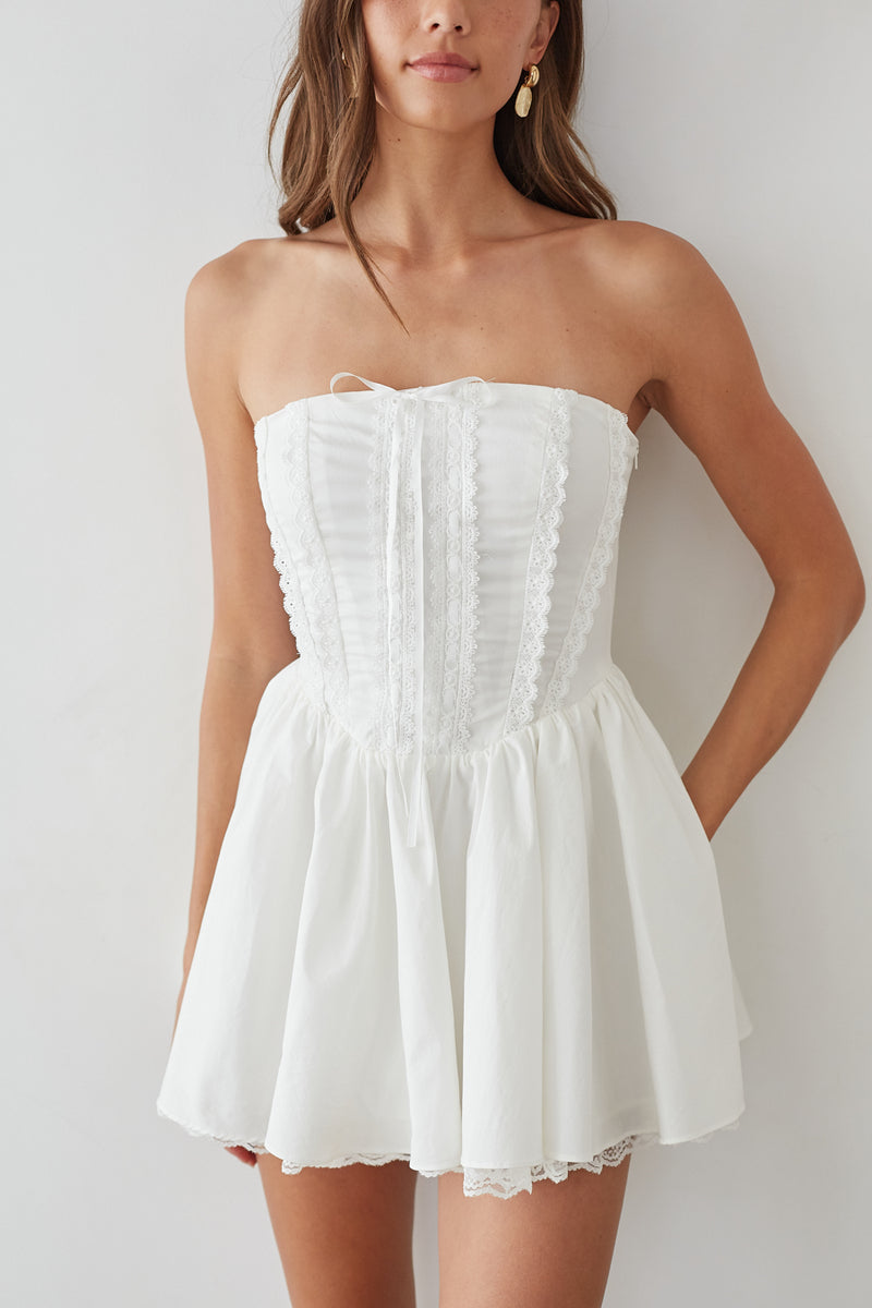 Sabrina Strapless Coquette Corset Mini Dress | Shop American Threads Red / S Sabrina Strapless Coquette Corset Mini Dress | Shop American Threads Red / S