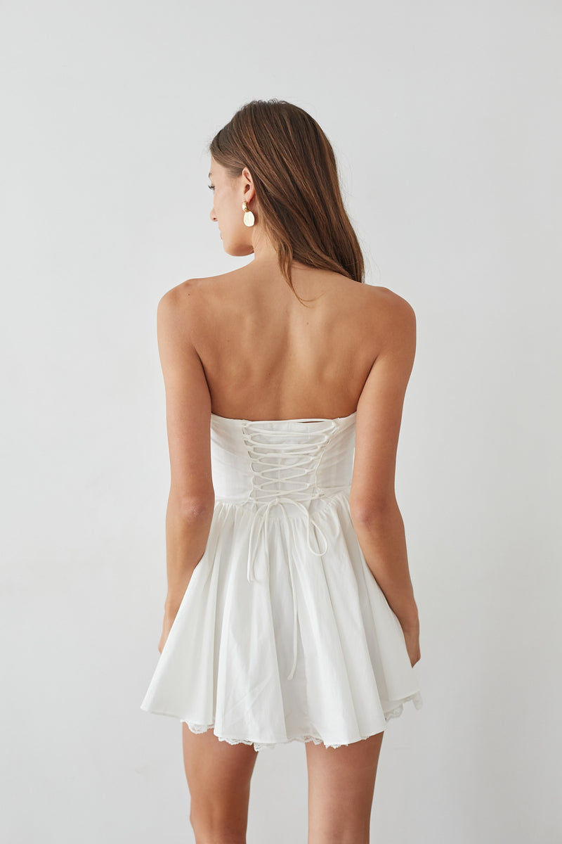 Sabrina Strapless Coquette Corset Mini Dress | Shop American Threads Red / M Sabrina Strapless Coquette Corset Mini Dress | Shop American Threads Red / M