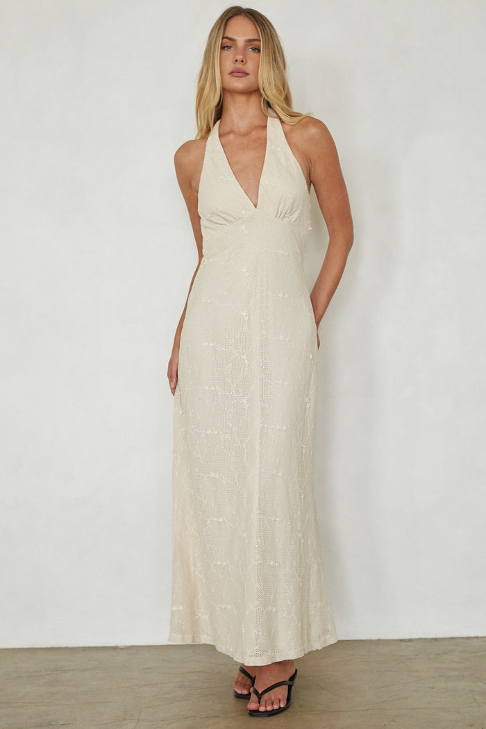 Savvy Halter Knit Maxi Dress | Shop American Threads Boutique Ivory / L Savvy Halter Knit Maxi Dress | Shop American Threads Boutique Ivory / L