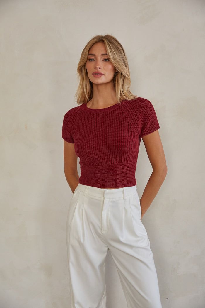 Scarlett Satin Tie Back Knit Top