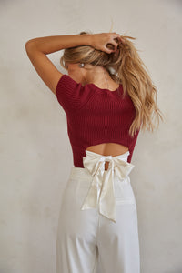 Scarlett Satin Tie Back Knit Top