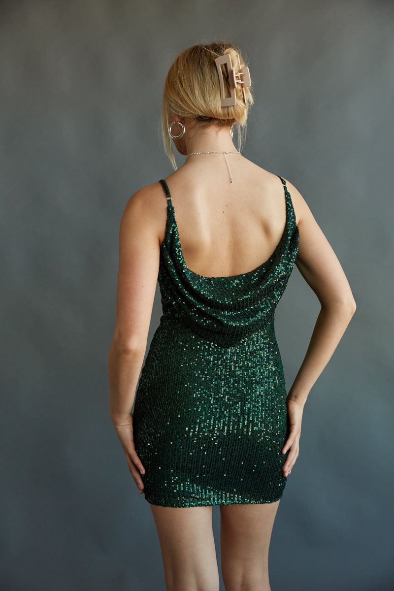 Selena Open Back Sequin Mini Dress • American Threads Women's Boutique Black / L