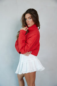 side-image | fashionable puffer jacket | stylish outerwear | everyday outerwear | quilted fabric puffer jacket | zip up puffer jacket