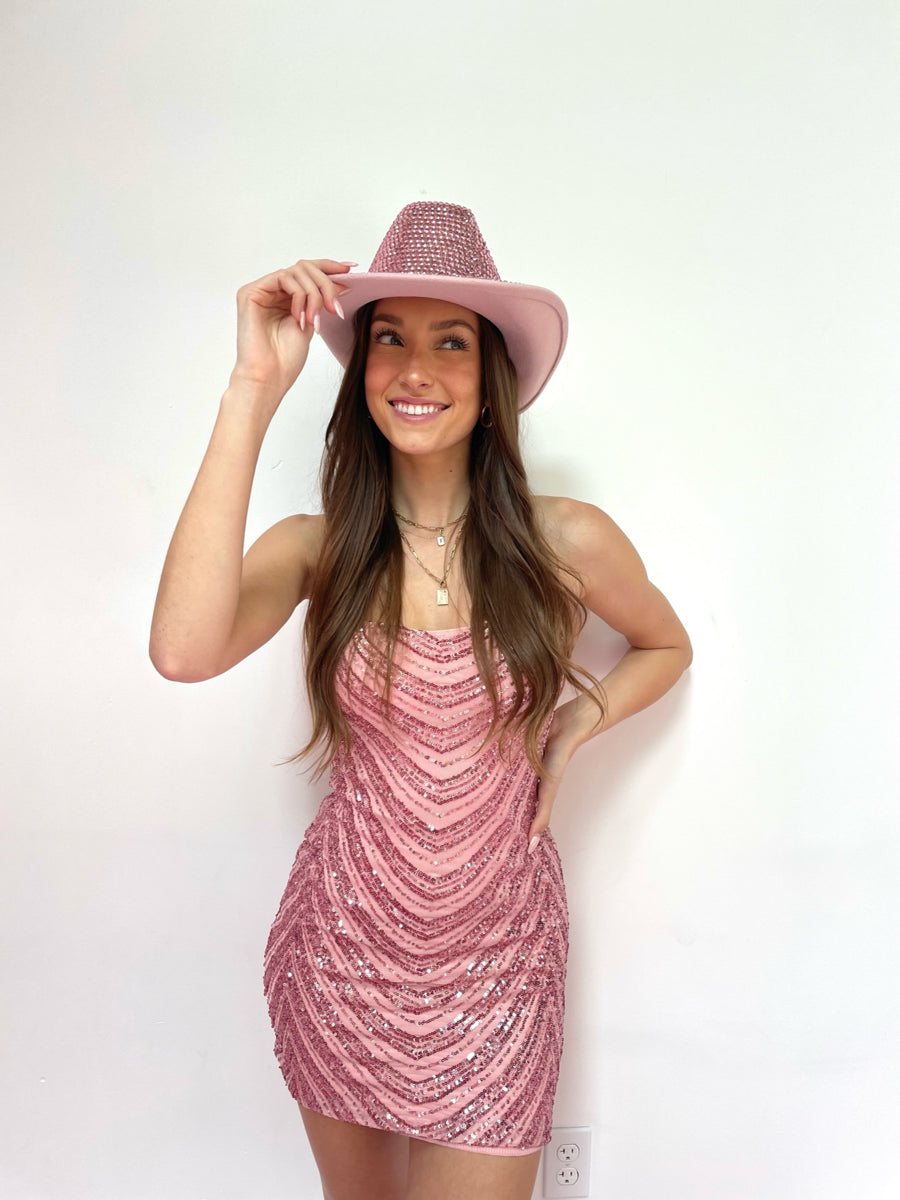 sparkly pink cowgirl hat - rhinestone western hat -  birthday accessories