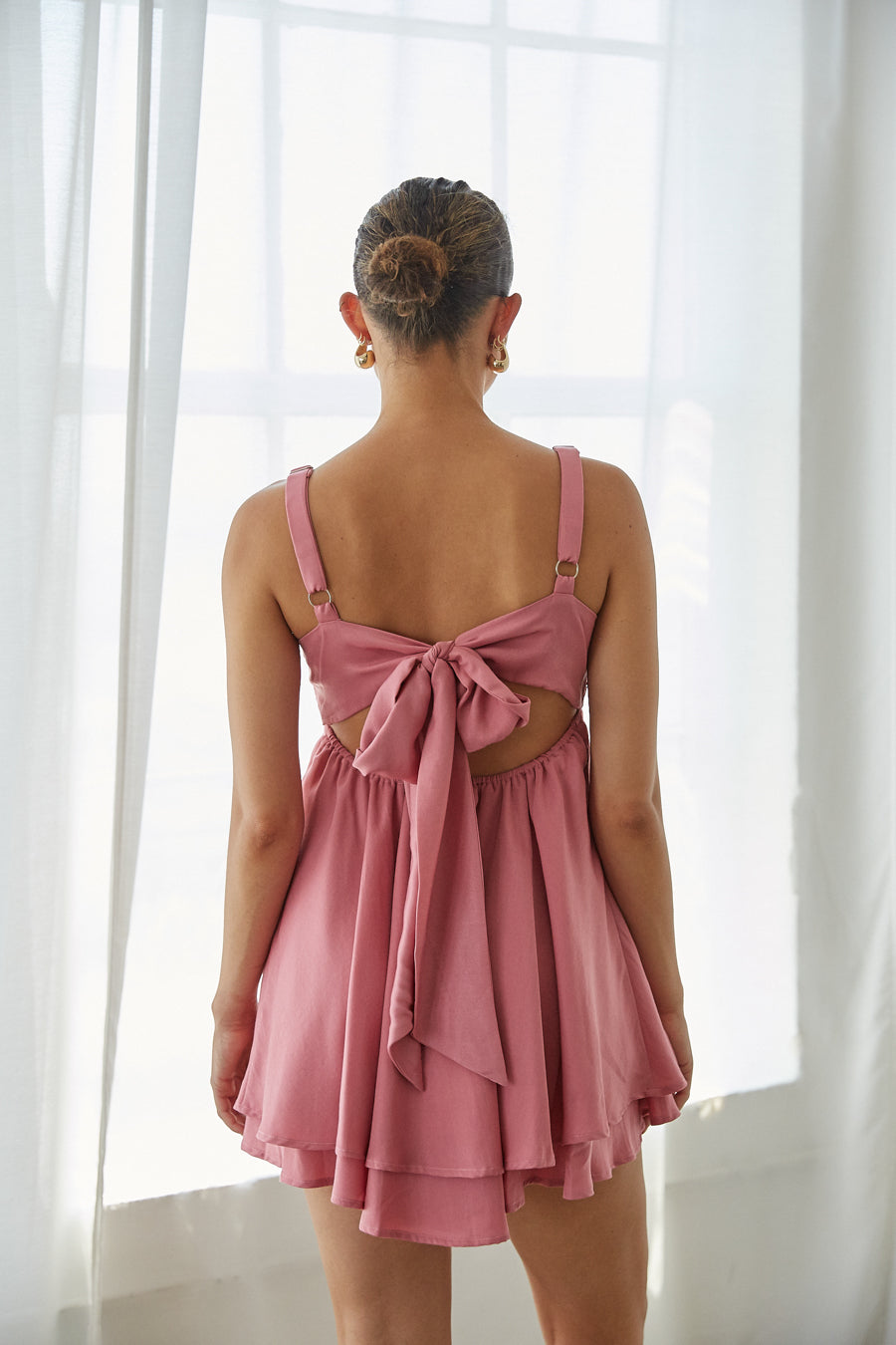 Suki Twist Front Open Back Babydoll Mini Dress | Shop American Threads
