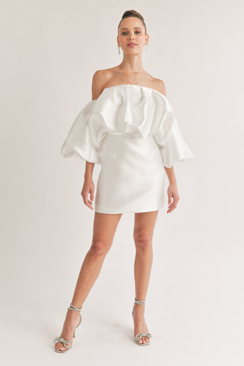 Theresa Off-The-Shoulder Puff Sleeve Mini Dress • Shop American