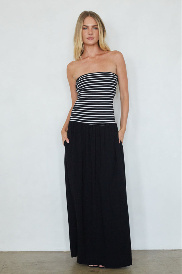 Toni Striped Maxi Dress | Shop American Threads Boutique Black / S Toni Striped Maxi Dress | Shop American Threads Boutique Black / S