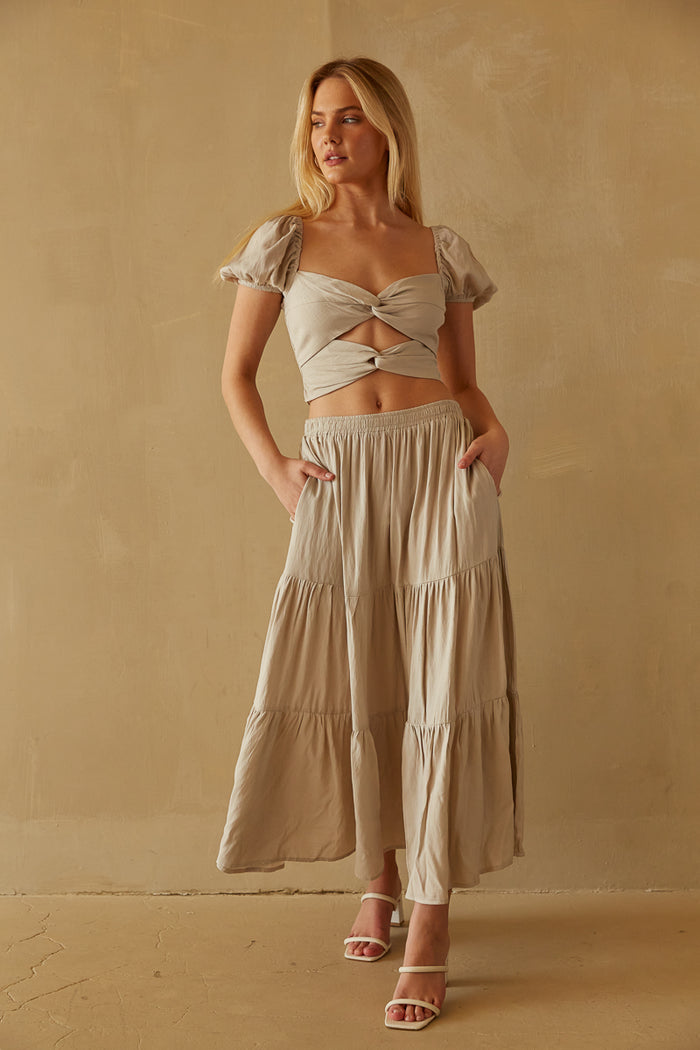 Sia Cinched Mesh Skirt Set • Shop American Threads Women's Trendy