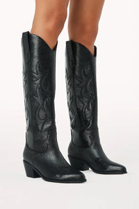 black texture tall cowboy boots