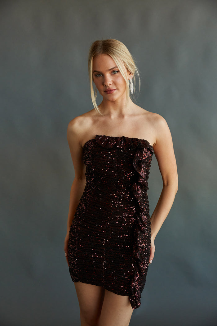 black and red sequin bodycon mini dress - hoco dresses for fall - women's online boutique