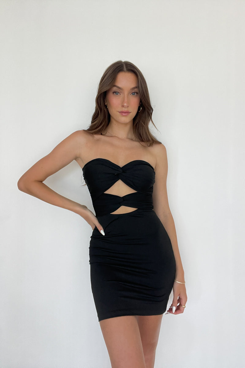 Vianka Strapless Double Twist Bodycon Mini Dress • Shop American ...
