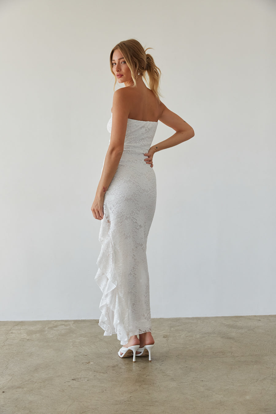 Vivienne Lace Ruffle Maxi Dress | Shop American Threads Boutique Pink / M Vivienne Lace Ruffle Maxi Dress | Shop American Threads Boutique Pink / M