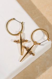 trendy gold cross charm hoop earring